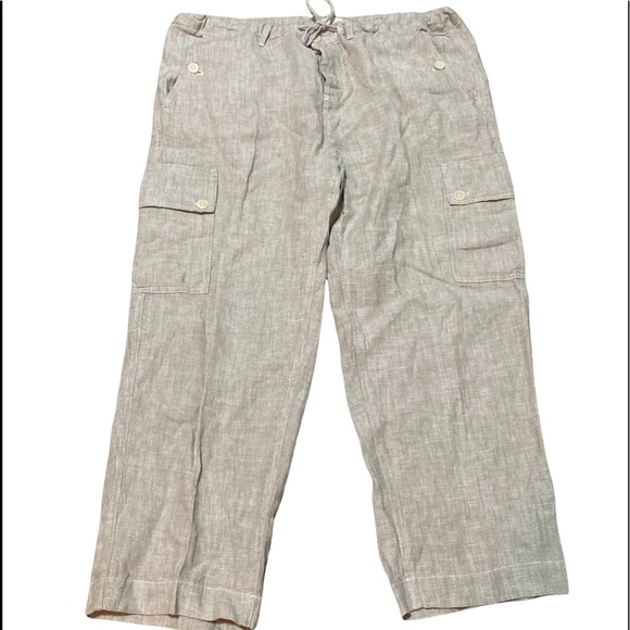 CP Shades Pants - CP shades Linen drawstring cargo capris-Large